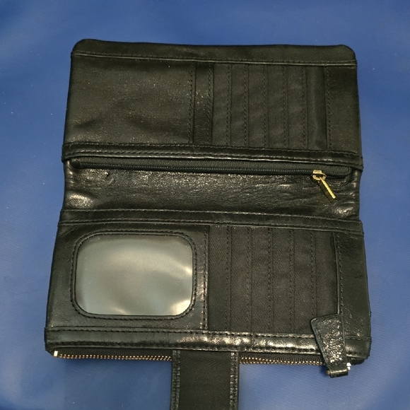 Fossil Black Leather Long Live Vintage Clutch Wallet‎ Organizer - Picture 4 of 10